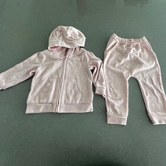 Baby Gap 12-18M Pink Cozy Brannan Bear Cotton 2-Piece Outfit Set - Picture 1 of 6